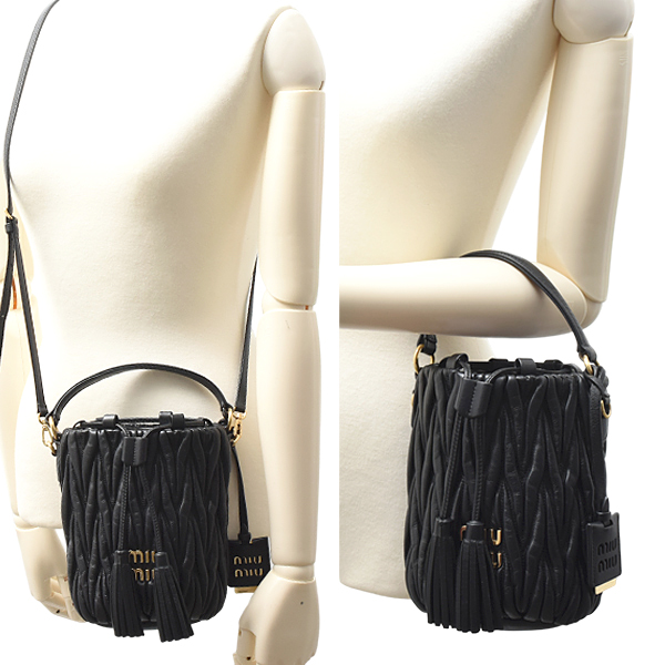 ミュウミュウ バッグ レディース バケットバッグ マテラッセ ショルダー ナッパレザー NERO MIUMIU 5BE084 中古