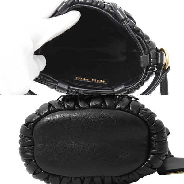 ミュウミュウ バッグ レディース バケットバッグ マテラッセ ショルダー ナッパレザー NERO MIUMIU 5BE084 中古