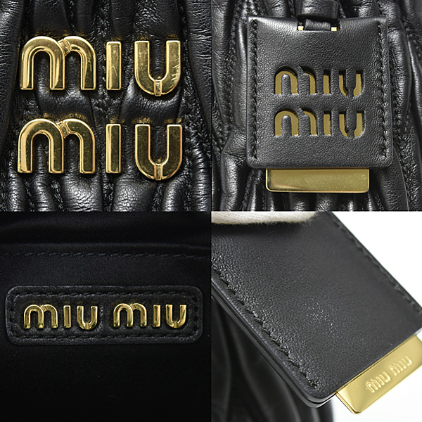 ミュウミュウ バッグ レディース バケットバッグ マテラッセ ショルダー ナッパレザー NERO MIUMIU 5BE084 中古