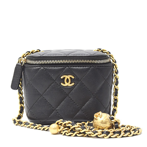 シャネル バッグ レディース マトラッセ ミニチェーンショルダーバッグ バニティ ラム ブラック 31番台 CHANEL 中古