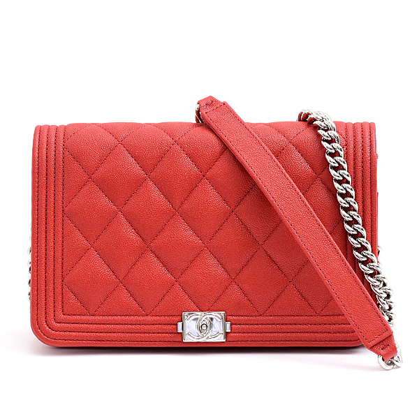 シャネル バッグ レディース ボーイシャネル チェーンウォレット キャビアスキン レッド CHANEL 中古