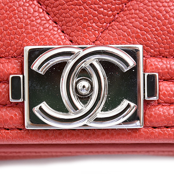 シャネル バッグ レディース ボーイシャネル チェーンウォレット キャビアスキン レッド CHANEL 中古