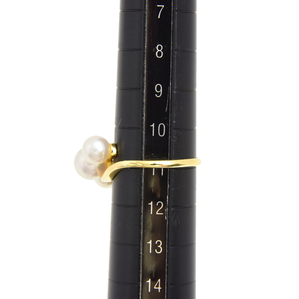 ミキモト 指輪 レディース 3Pパールリング 11号 5.5mm～6.6mm珠 イエローゴールド MIKIMOTO K18YG 中古