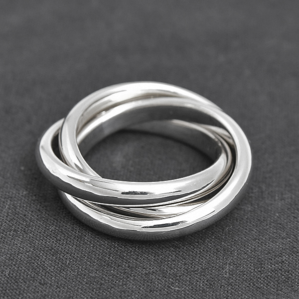 ティファニー 指輪 レディース 三連リング トリニティ 実測10号 幅2.6mm スターリングシルバー TIFFANY SV925 Ag925 中古