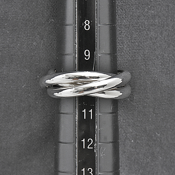 ティファニー 指輪 レディース 三連リング トリニティ 実測10号 幅2.6mm スターリングシルバー TIFFANY SV925 Ag925 中古