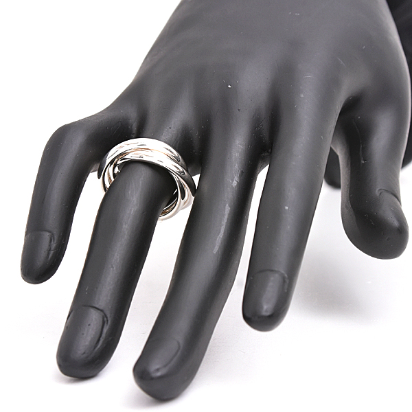 ティファニー 指輪 レディース 三連リング トリニティ 実測10号 幅2.6mm スターリングシルバー TIFFANY SV925 Ag925 中古