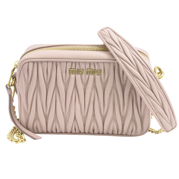 ミュウミュウ バッグ レディース マテラッセ チェーンショルダーバッグ レザー ピンク MIUMIU 中古