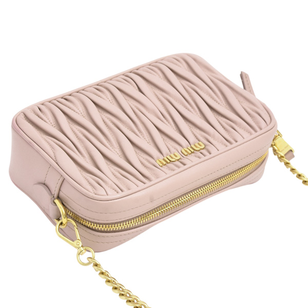 ミュウミュウ バッグ レディース マテラッセ チェーンショルダーバッグ レザー ピンク MIUMIU 中古