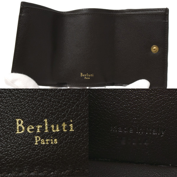 ベルルッティ 財布 ユニセックス アカジュー 三つ折り財布 トワルマルブフ PVC ダークブラウン系 Berluti 中古