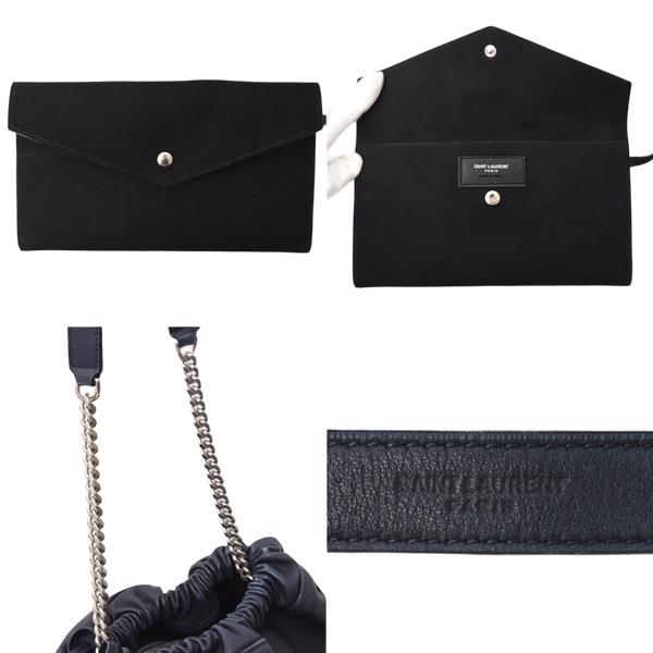 サンローラン バッグ レディース メンズ テディ バッグ ショルダーバッグ ラムスキン ネイビー SAINT LAURENT 中古