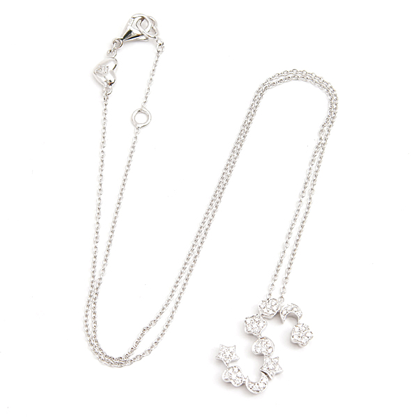 ポンテヴェキオ ネックレス レディース ダイヤモンド イニシャルS ハート 星 月 ホワイトゴールド D0.19ct Ponte Vecchio 750WG 中古