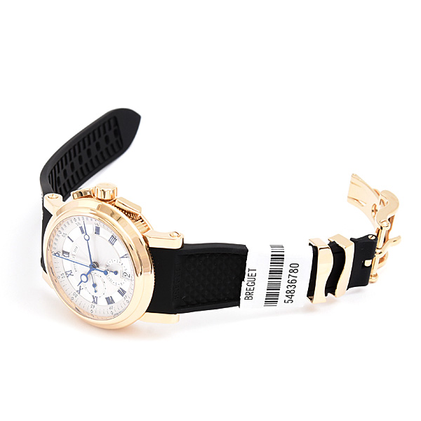 ブレゲ 時計 メンズ マリーン2 クロノグラフ 裏スケ 自動巻 シルバー文字盤 750YG BREGUET 5827BA125ZU 中古