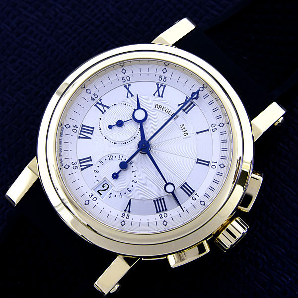 ブレゲ 時計 メンズ マリーン2 クロノグラフ 裏スケ 自動巻 シルバー文字盤 750YG BREGUET 5827BA125ZU 中古