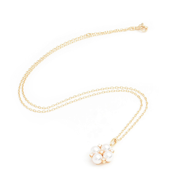 ミキモト ネックレス レディース 4Pパール ダイヤ ペンダント 5.0mm～5.1mm珠 イエローゴールド MIKIMOTO K18 中古