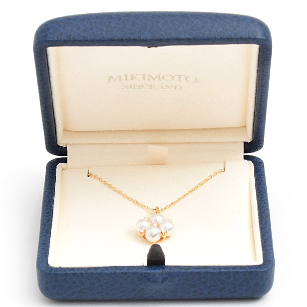 ミキモト ネックレス レディース 4Pパール ダイヤ ペンダント 5.0mm～5.1mm珠 イエローゴールド MIKIMOTO K18 中古
