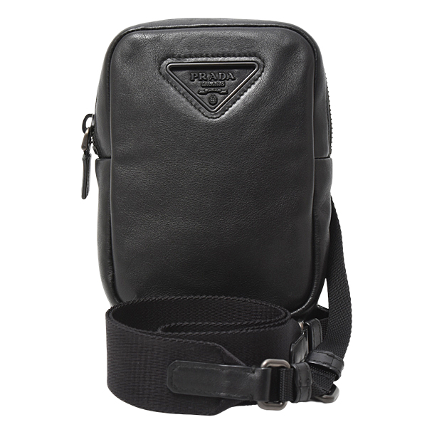 プラダ バッグ レディース メンズ トライアングルロゴ ミニ ショルダーバッグ レザー NERO PRADA 2ZT027 中古
