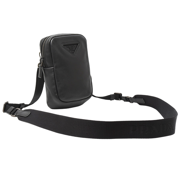 プラダ バッグ レディース メンズ トライアングルロゴ ミニ ショルダーバッグ レザー NERO PRADA 2ZT027 中古