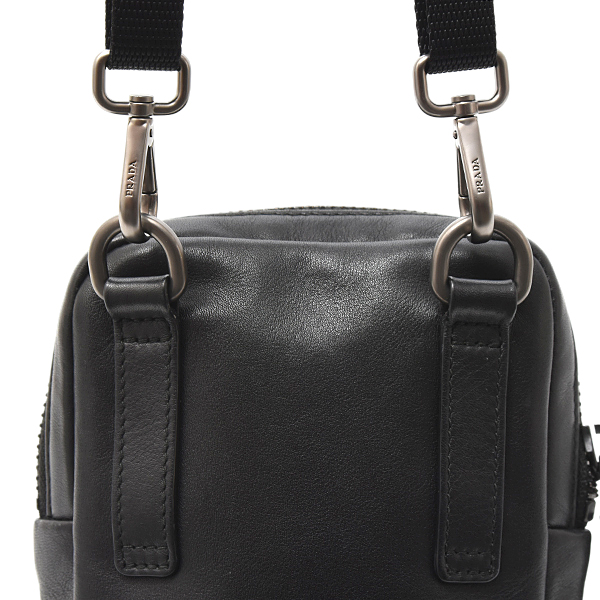 プラダ バッグ レディース メンズ トライアングルロゴ ミニ ショルダーバッグ レザー NERO PRADA 2ZT027 中古