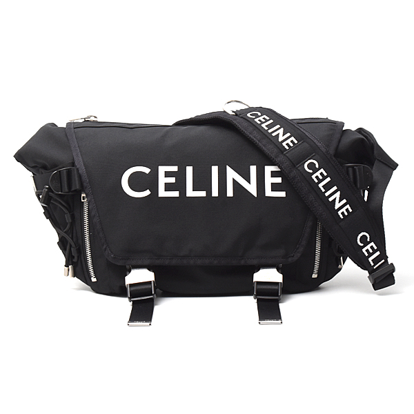 セリーヌ バッグ メンズ レディース ミディアム トレッキング メッセンジャーバッグ クロスボディバッグ キャンバス ブラック 198692 CELINE 中古