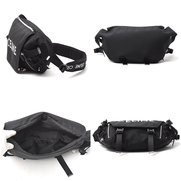 セリーヌ バッグ メンズ レディース ミディアム トレッキング メッセンジャーバッグ クロスボディバッグ キャンバス ブラック 198692 CELINE 中古