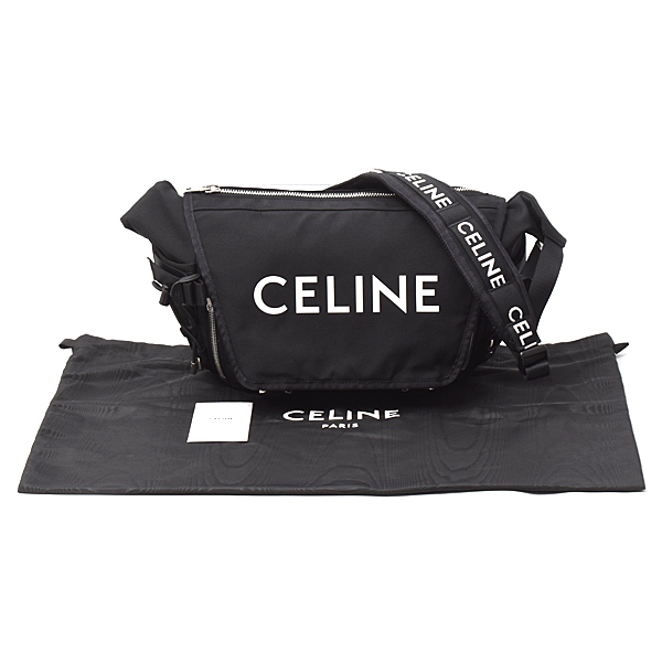 セリーヌ バッグ メンズ レディース ミディアム トレッキング メッセンジャーバッグ クロスボディバッグ キャンバス ブラック 198692 CELINE 中古