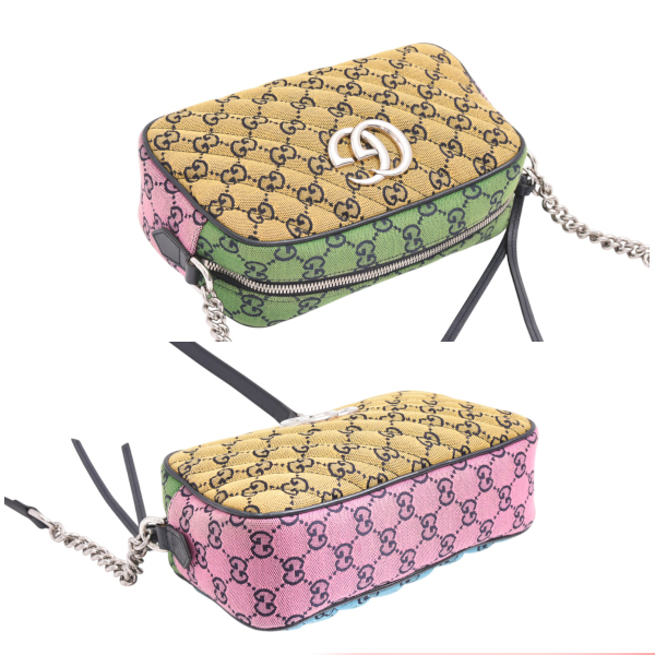 グッチ バッグ レディース キャンバス GGマーモント キルティング スモールショルダーバッグ マルチカラー 447632 GUCCI 中古