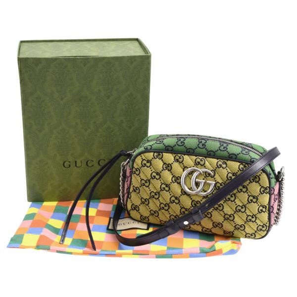 グッチ バッグ レディース キャンバス GGマーモント キルティング スモールショルダーバッグ マルチカラー 447632 GUCCI 中古