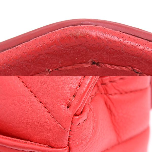 シャネル バッグ レディース シェブロン チェーンショルダーバッグ ミニショルダー Vステッチ レッド キャビアスキン CHANEL 中古