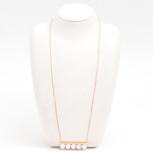 タサキ ネックレス レディース バランス シグネチャー パール ネックレス イエローゴールド TASAKI 750YG 中古