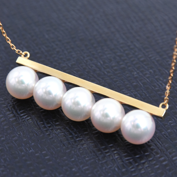 タサキ ネックレス レディース バランス シグネチャー パール ネックレス イエローゴールド TASAKI 750YG 中古