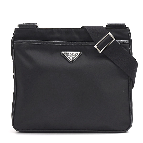 プラダ バッグ メンズ レディース Re-Nylon トライアングルロゴ ショルダーバッグ ブラック ナイロン PRADA 2VH118 中古