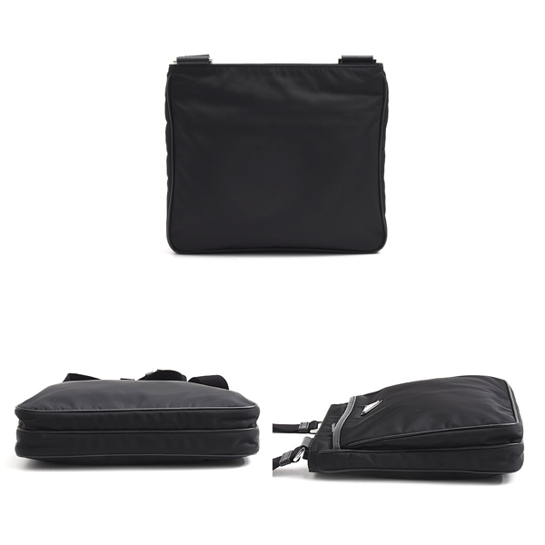 プラダ バッグ メンズ レディース Re-Nylon トライアングルロゴ ショルダーバッグ ブラック ナイロン PRADA 2VH118 中古