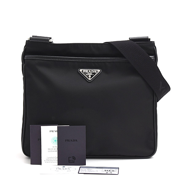 プラダ バッグ メンズ レディース Re-Nylon トライアングルロゴ ショルダーバッグ ブラック ナイロン PRADA 2VH118 中古