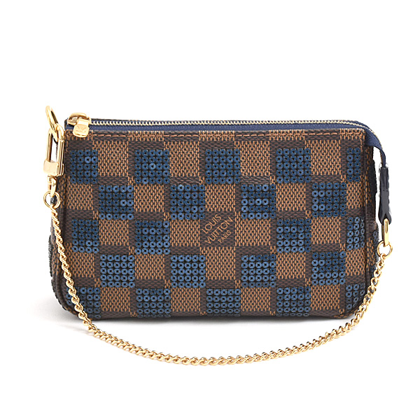 ルイヴィトン バッグ レディース ミニポシェット アクセソワール ダミエパイエット スパンコール ブルー Louis Vuitton N63175 中古