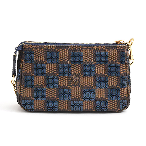 ルイヴィトン バッグ レディース ミニポシェット アクセソワール ダミエパイエット スパンコール ブルー Louis Vuitton N63175 中古