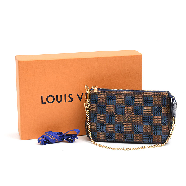 ルイヴィトン バッグ レディース ミニポシェット アクセソワール ダミエパイエット スパンコール ブルー Louis Vuitton N63175 中古