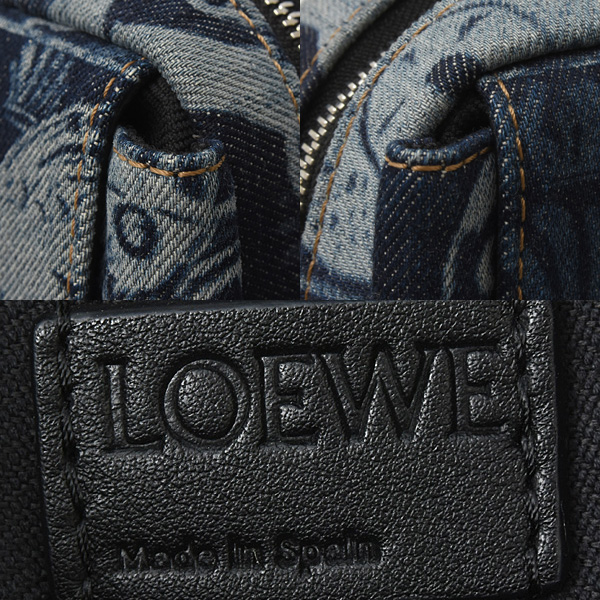 ロエベ バッグ ユニセックス ミリタリーメッセンジャーバッグ ショルダーバッグ デニム ブルー LOEWE 中古