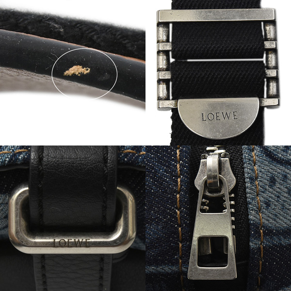 ロエベ バッグ ユニセックス ミリタリーメッセンジャーバッグ ショルダーバッグ デニム ブルー LOEWE 中古