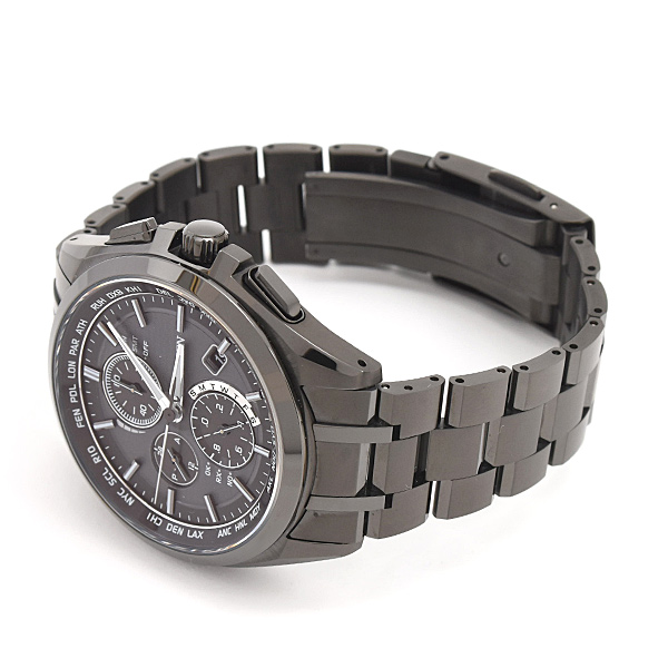 シチズン 時計 メンズ アテッサ エコドライブ クロノグラフ ソーラー発電式 ブラック TI CITIZEN AT8044-56E 中古