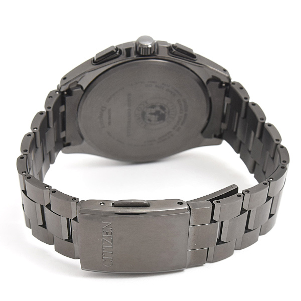 シチズン 時計 メンズ アテッサ エコドライブ クロノグラフ ソーラー発電式 ブラック TI CITIZEN AT8044-56E 中古
