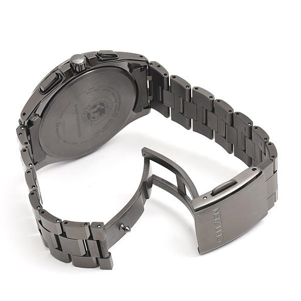 シチズン 時計 メンズ アテッサ エコドライブ クロノグラフ ソーラー発電式 ブラック TI CITIZEN AT8044-56E 中古