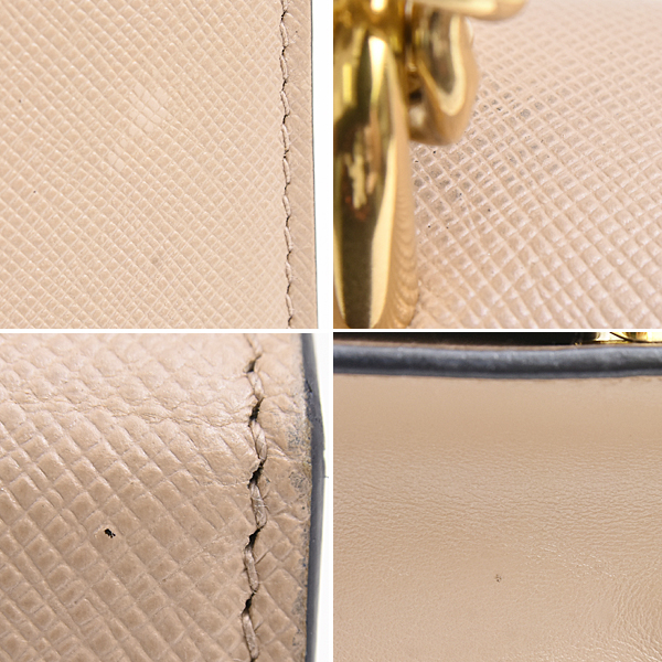 プラダ バッグ レディース チェーン ショルダー サフィアーノレザー カーフ ピンクベージュ 斜め掛け 肩掛け PRADA 1BD133 中古