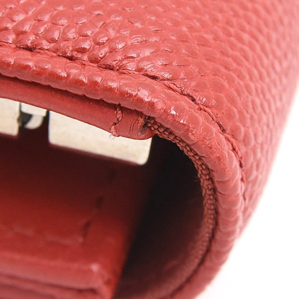 シャネル キーケース レディース ココマーク 4連 キーリング キャビアスキン レッド CHANEL 中古