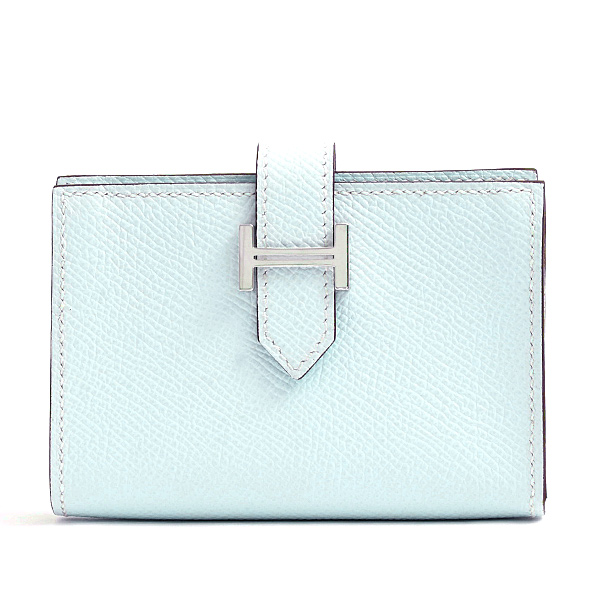 エルメス カードケース レディース ベアン カードケース 名刺入れ Z刻 ライトブルー系 ヴォーエプソン HERMES 中古