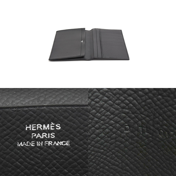 エルメス 財布 メンズ MC2 フレミング 二つ折り長財布 札入れ D刻 ヴォーエプソン ブラック HERMES 中古