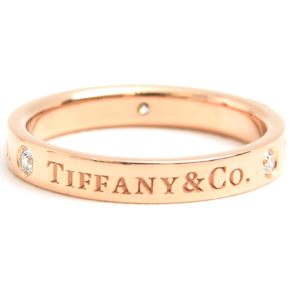 ティファニー 指輪 レディース フラットバンド 3Pダイヤ リング 12.5号 ピンクゴールド TIFFANY 750PG 中古