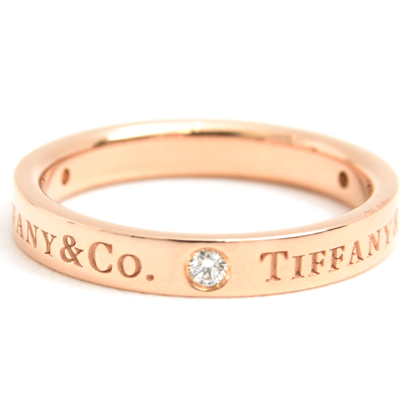 ティファニー 指輪 レディース フラットバンド 3Pダイヤ リング 12.5号 ピンクゴールド TIFFANY 750PG 中古