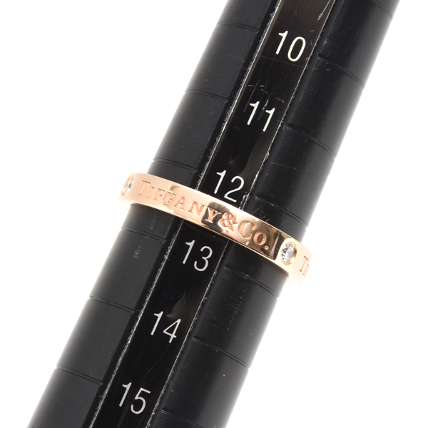 ティファニー 指輪 レディース フラットバンド 3Pダイヤ リング 12.5号 ピンクゴールド TIFFANY 750PG 中古