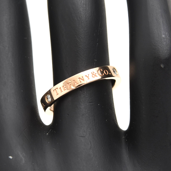 ティファニー 指輪 レディース フラットバンド 3Pダイヤ リング 12.5号 ピンクゴールド TIFFANY 750PG 中古