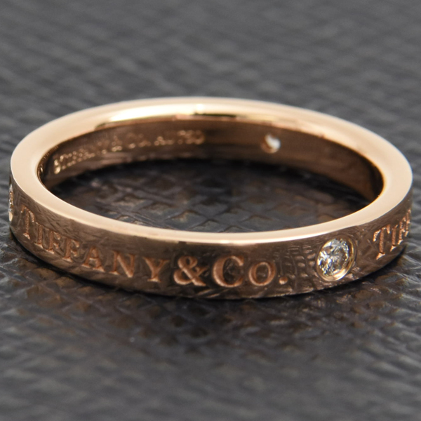 ティファニー 指輪 レディース フラットバンド 3Pダイヤ リング 12.5号 ピンクゴールド TIFFANY 750PG 中古